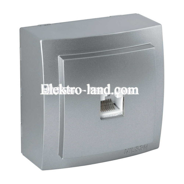 Розетка Nilson Themis серебро компьютерная CAT5e RJ45 (26131044)